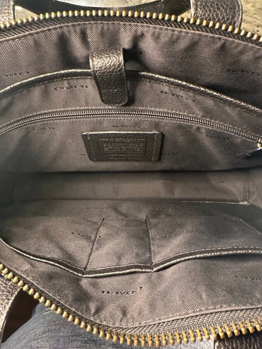 COACH Metropolitan Soft Brief Bag, Black Pebbled Leather, Used (Style 32249)